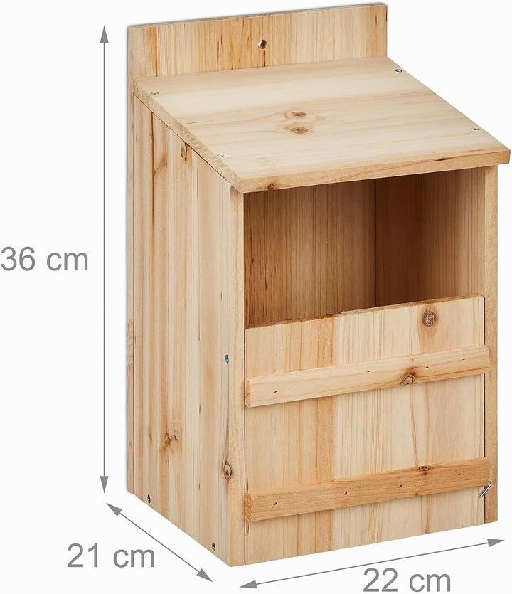 Relaxdays Nistkasten für Halbhöhlenbrüter, Bausatz, Einflugspalt HxB: 10 x 19 cm, Holz, Vogelhaus zu
