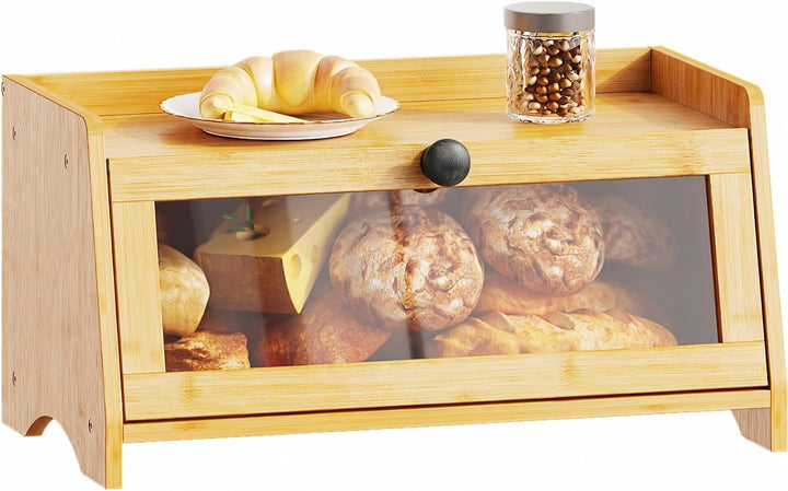 BAMBANG Bambus Brotkasten, Klein Brotkästen Holz für Küchentheke, brotbox küche zur Brotaufbewahrung