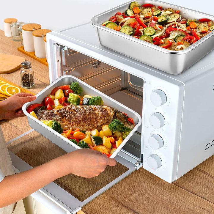 Homikit Auflaufform Set, Edelstahl Rechteckig Kuchenform Backform Tiramisu Form 2er Set, Ofenform Gr