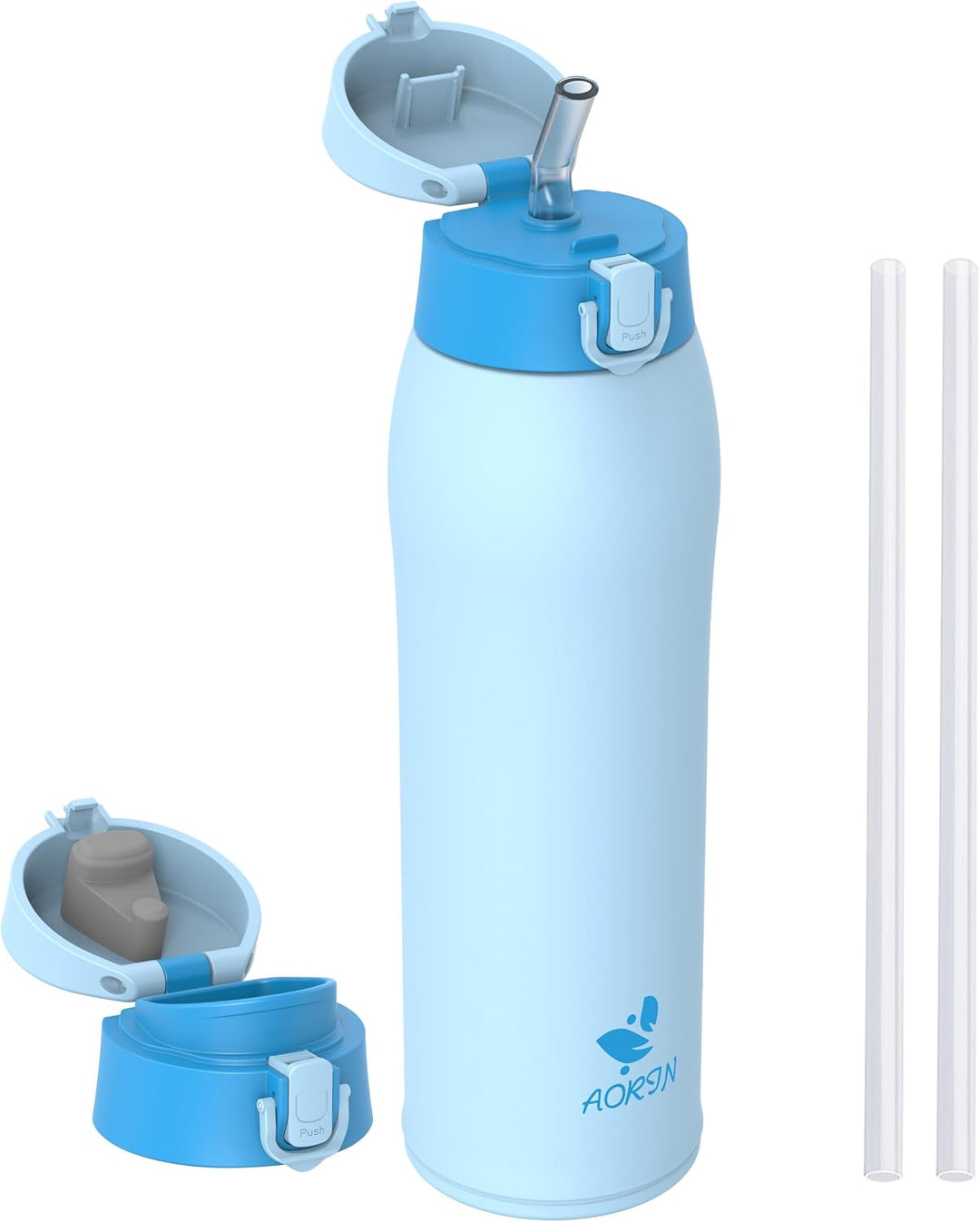 AORIN Trinkflasche Edelstahl Isolierflasche Thermosflasche 500/750/950ml | 2 auslaufsichere Deckel m