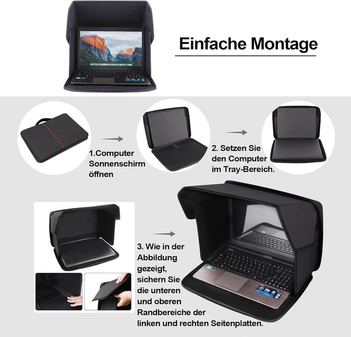 Tragbarer Laptop Sonnenschutz für 12/13/14/15 Zoll Bildschirm, Sichtschutz für Arbeiten Im Freien, L