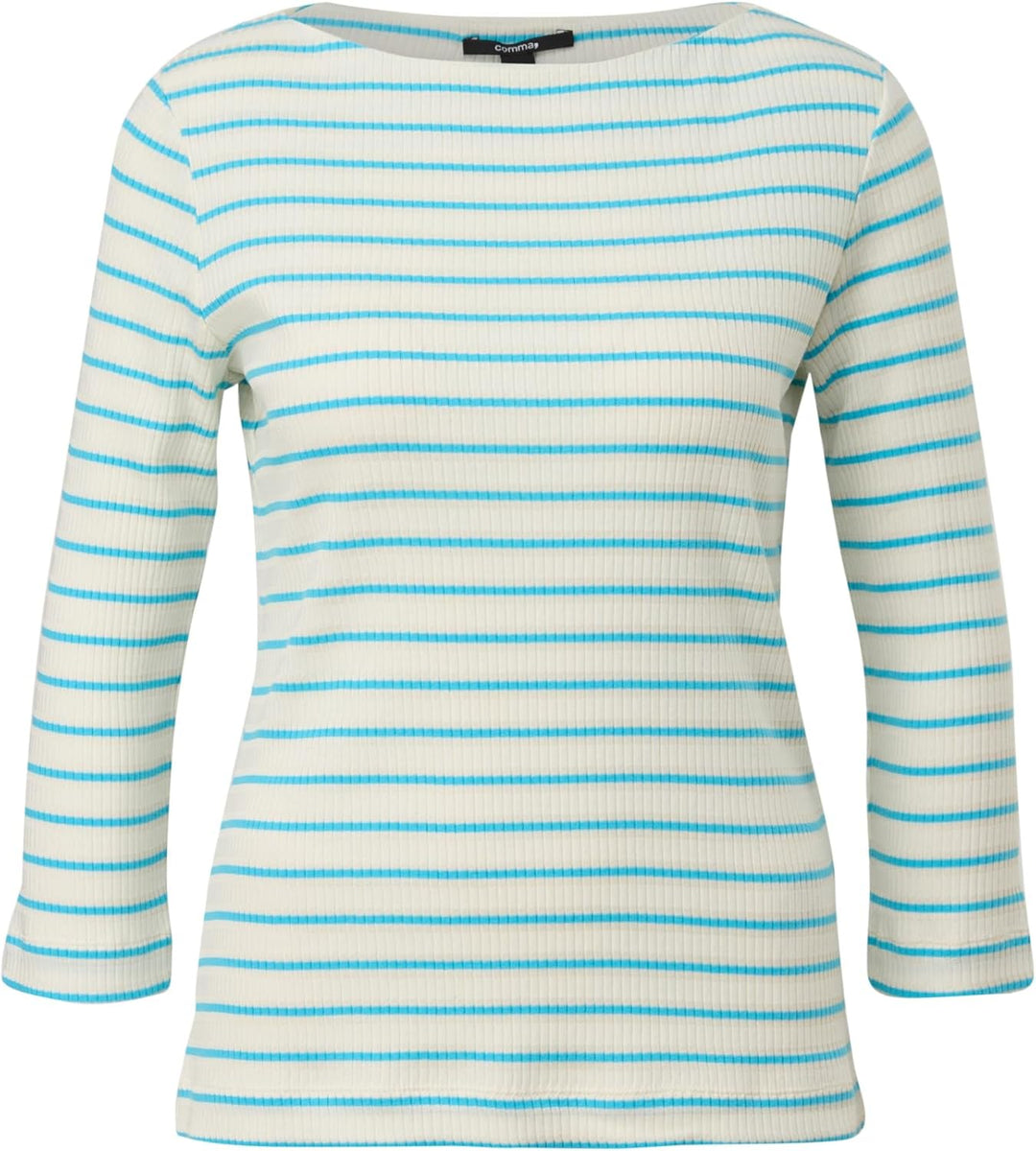 Comma Rippshirt aus Viskosemix 38 01g6_türkis, 38 01g6_türkis