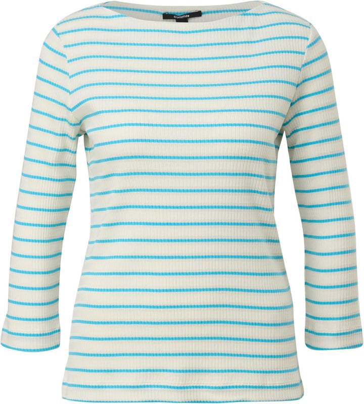 Comma Rippshirt aus Viskosemix 38 01g6_türkis, 38 01g6_türkis