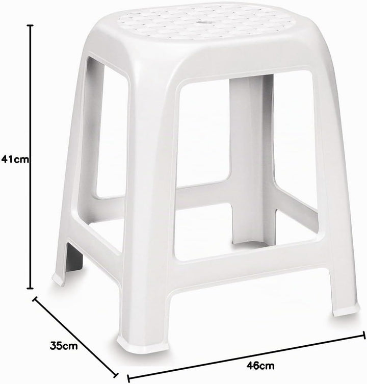 Stabiler Hocker aus Kunststoff weiss leicht zu reinigen • Sitzhocker, Küchenhocker, Badhocker, Dusch