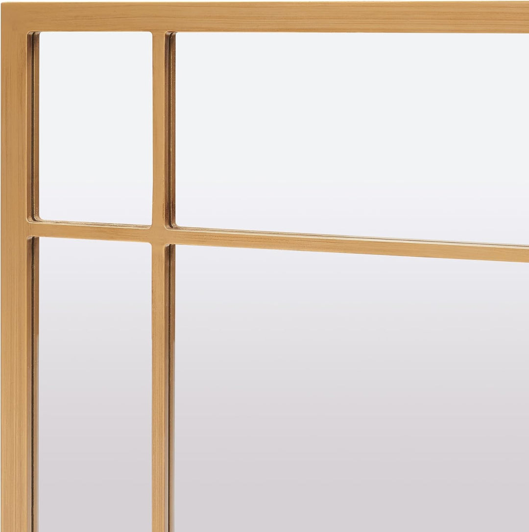 [en.casa] Wandspiegel Colobraro Fensterspiegel rechteckig 90 x 60 cm Spiegel Goldener Rahmen vertika