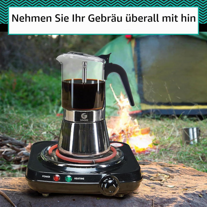 Coffee Gator Espressokocher Herdplatte 4 Tassen - 200 ML Edelstahl Moka-Kanne für Kräftigen Kaffee N