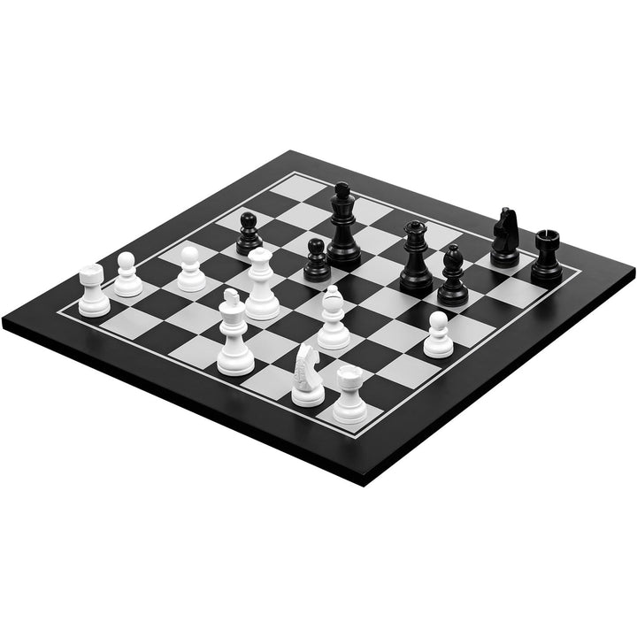 Philos 2802 - Schach-Dame-Set, beiseitig bedrucktes Brett, schwarz gebeizt