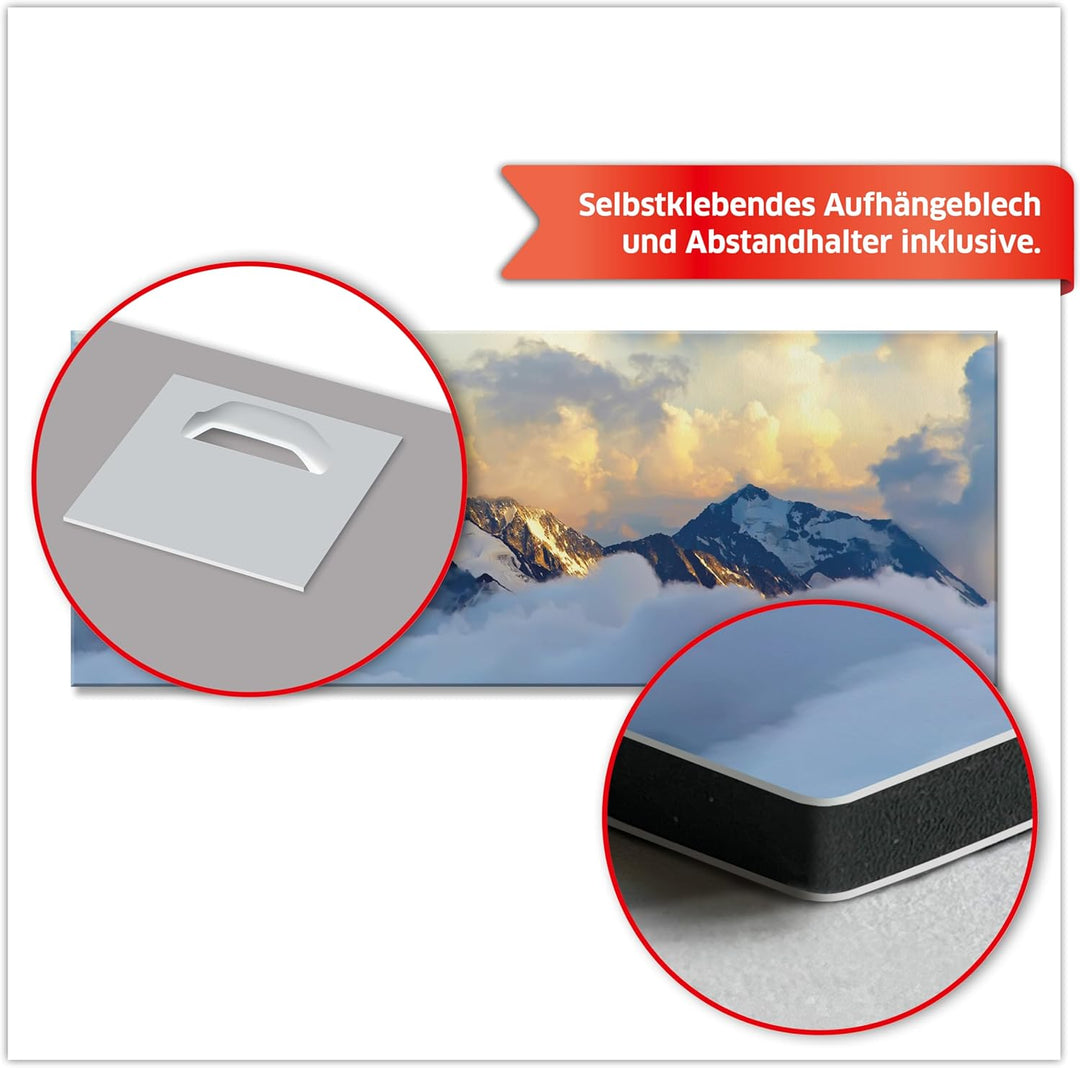 Primus Print - Wandbild Glasbild - Acrylglas Aludibond (Aluminium, Berge 109,2x42 cm) Aluminium Berg