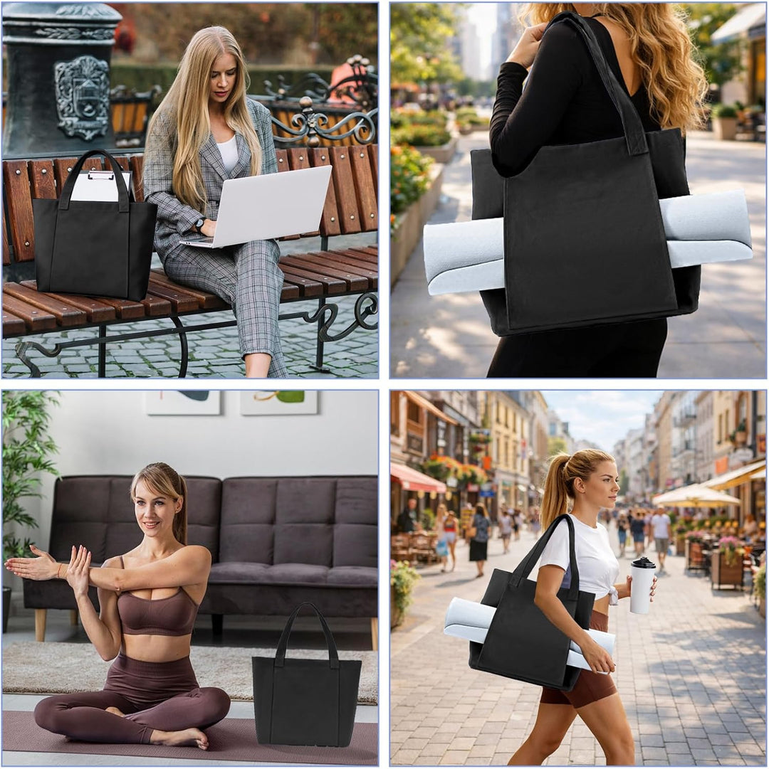 Yogatasche Damen Gross – Offene Yoga Tote Bag für Matte und Zubehör, Leichte Sporttasche Damen mit T