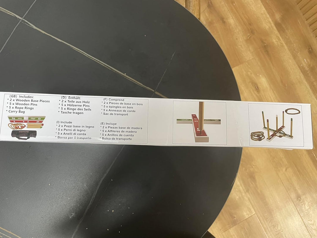 Holz-Ringwurfspiele – Quoits Spiele-Set, 5 Seilringe mit Tragetasche