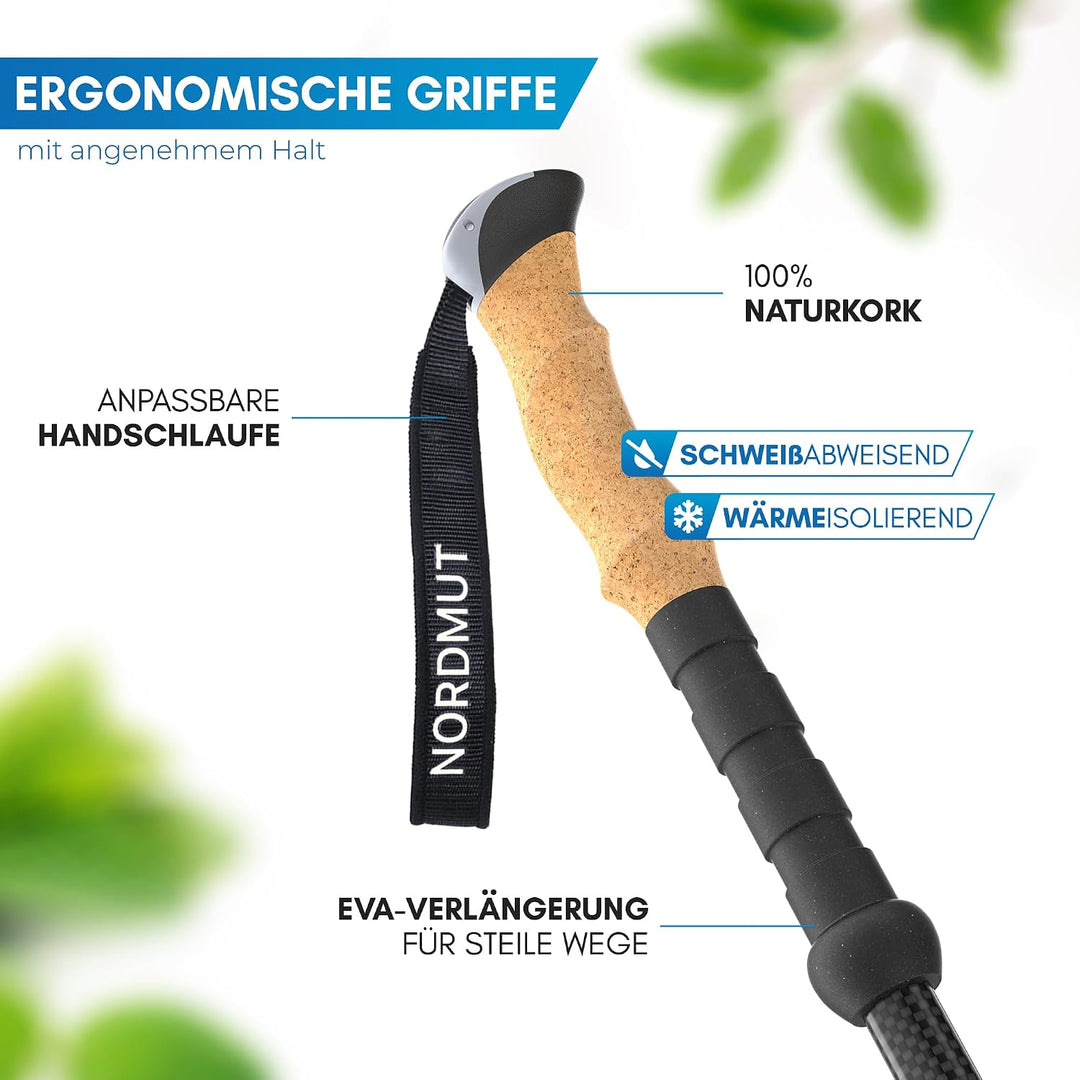 NORDMUT® Wanderstöcke Teleskop | Nordic Walking Stöcke Damen und Herren | Ultraleichte Trekkingstöck