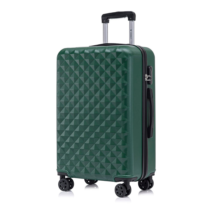 Koffer Suitcase L Dunkelgrün, Trolley Reisekoffer, Rollkoffer Handgepäck mit 4 Rollen 360°, Hartscha