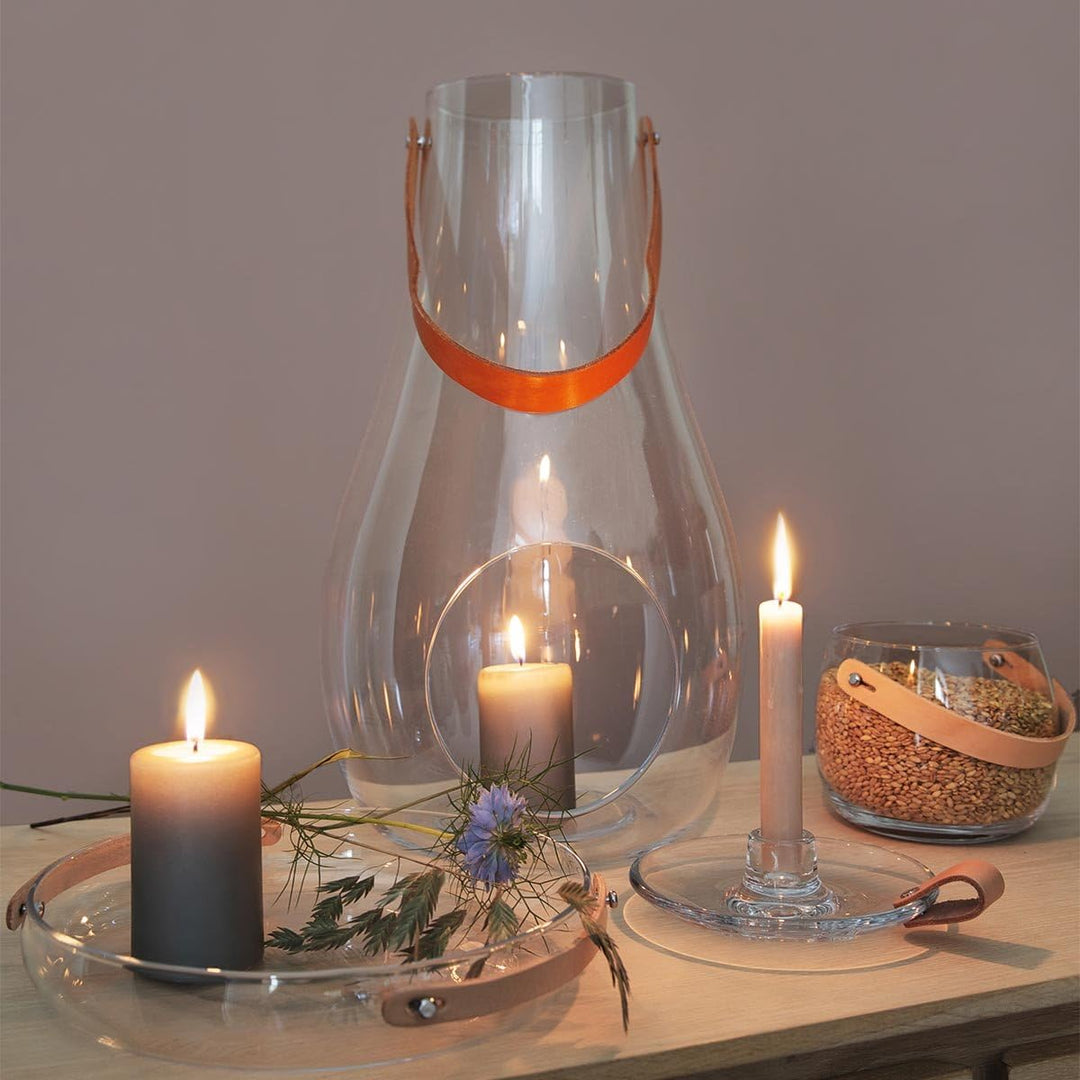 Holmegaard - DWL Laterne - Windlicht mit Lederhenkel - klar Höhe 29 cm