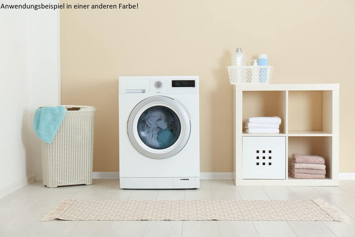 HRB Wäschekorb mit Deckel Rattan, Wäscheaufbewahrung aus Kunststoff, Wäsche Sortierer (65 L - Eckig,