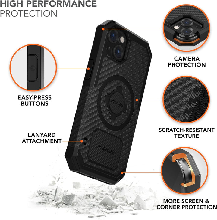 Rokform - iPhone 13 Hülle, Rugged Series, Dual Magnet Plus MagSafe kompatibel, magnetische Schutzhül