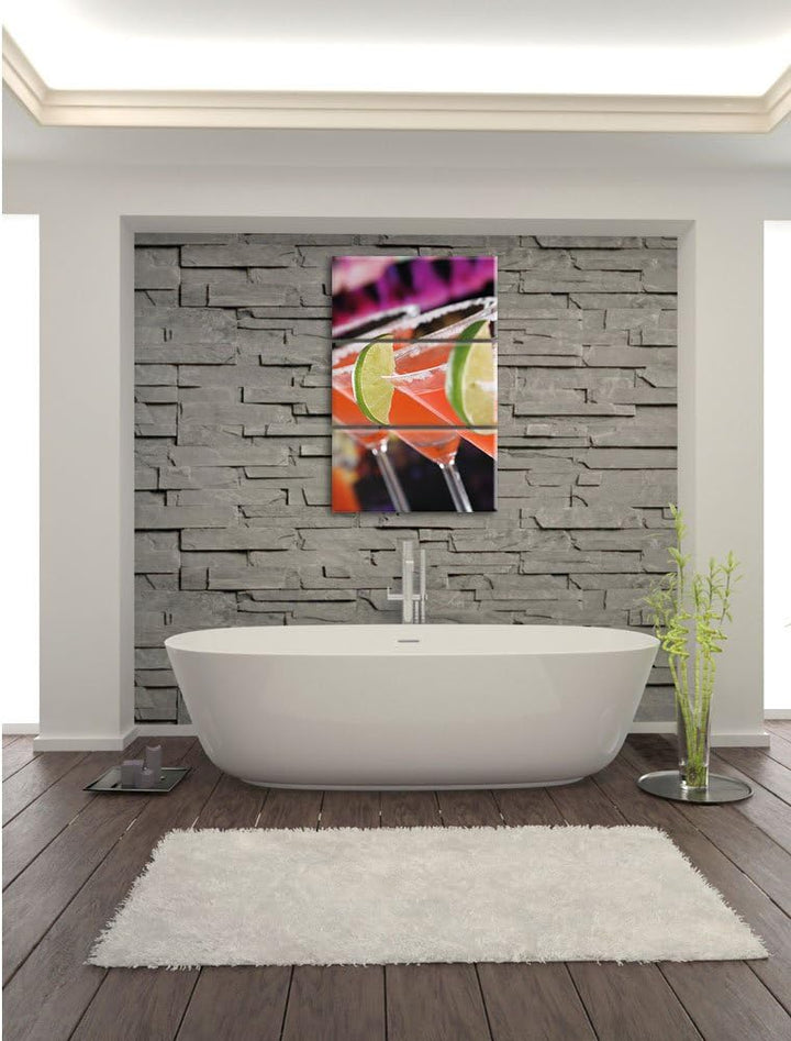 Pixxprint Singapur Sling Cocktails als Leinwandbild/Grösse: 3 Teilig (120x80) cm/Wandbild/Kunstdruck