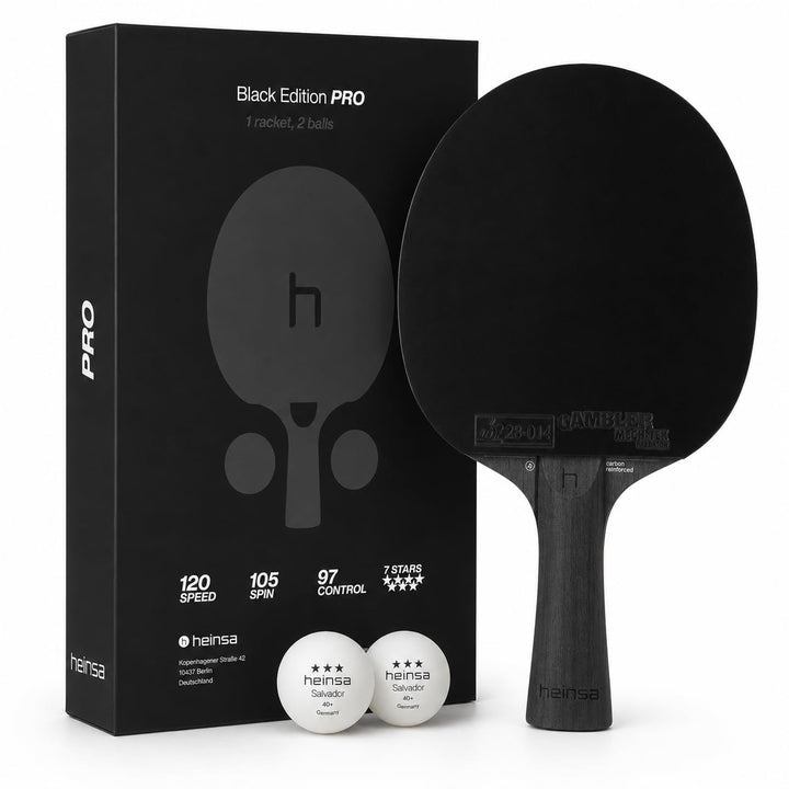 Black Edition Pro – Carbon Tischtennisschläger mit Mech-Tek Predator Belag (2,1 mm), ITTF-zugelassen