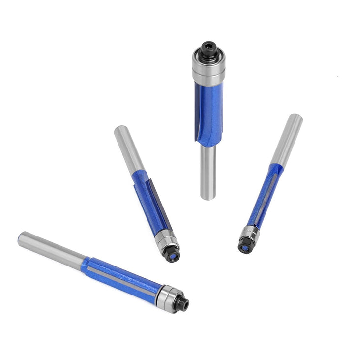 Yuentoen 4 Stück Bündigfräser Fräser Set,Blau Bündigfräser 1/4 Zoll Schaft, Doppelseitiger Fräser mi