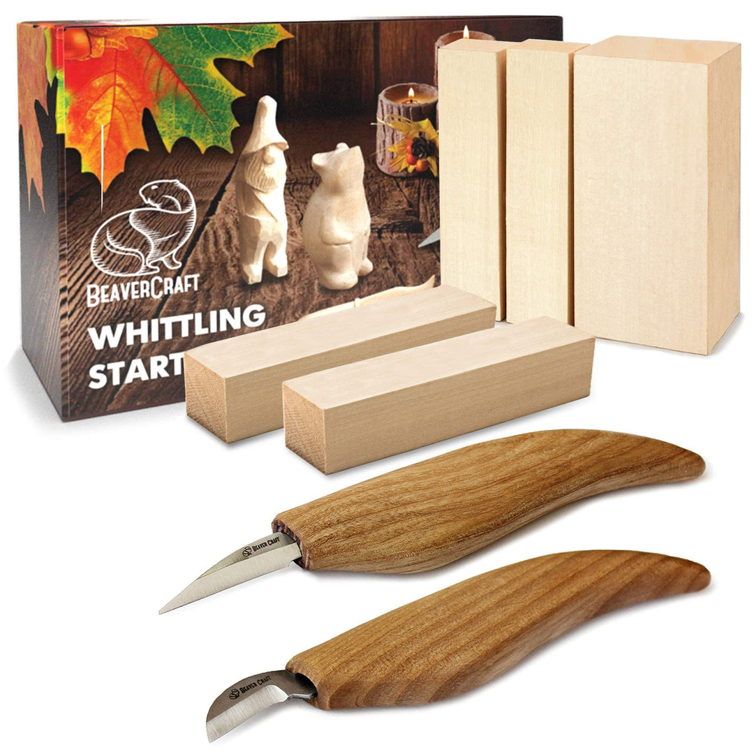 BeaverCraft Holzschnitzset S16 - Schnitzwerkzeugset - Schnitzmesserset für Anfänger - Holzschnitzmes