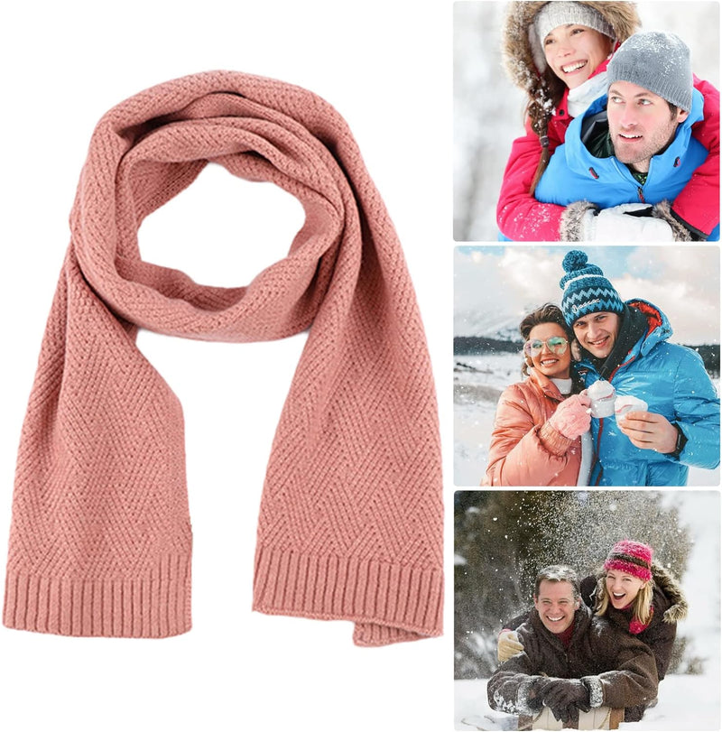 Damen Bommelmütze Schals Handschuhe Set Thermo Winter Warm Strickmütze Halswärmer und Touchscreen Ha