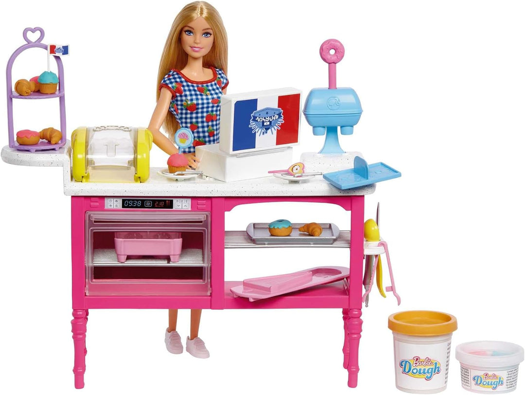 BARBIE Malibu Roberts - Puppe und Spielset mit 18 Teilen zum Backen, inklusive formbarem Teig und Fö