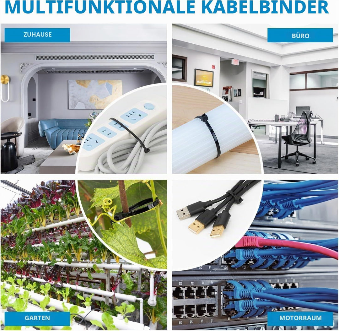XINGO 1000 Stück Kabelbinder Apfelgrün, 300mm x 4.8mm, 22,7 kg Zugfestigkeit, UV-beständig, Selbstsi