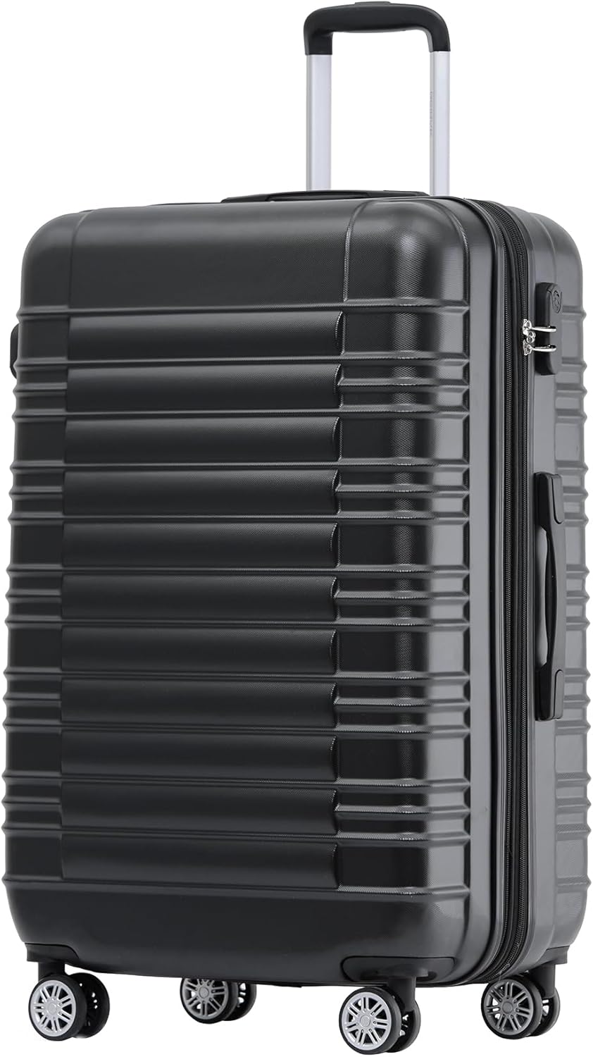 BEIBYE Zwillingsrollen Reisekoffer Koffer Trolleys Hartschale M-L-XL-Set (Schwarz, L) Schwarz L, Sch