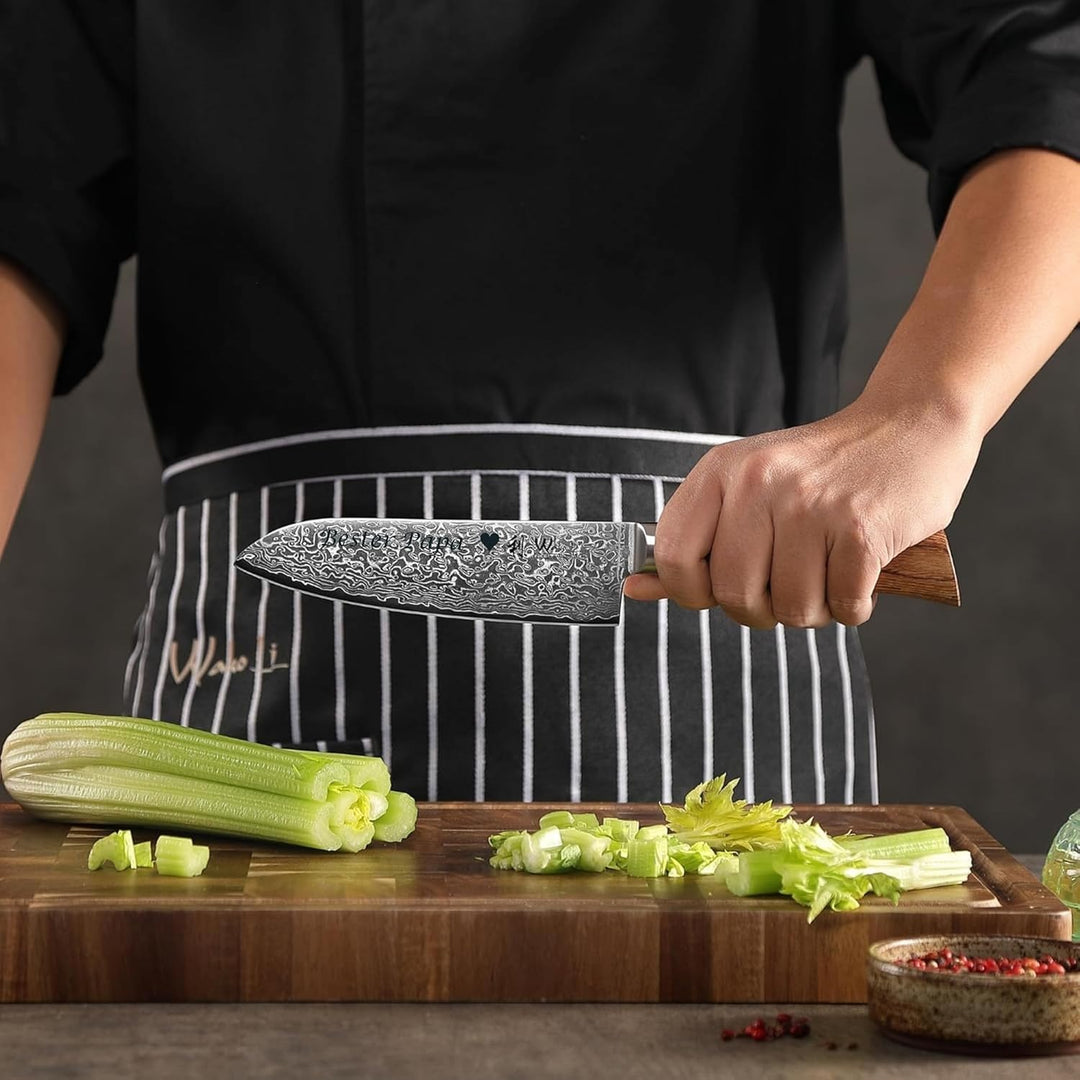 Wakoli EDIB Pro Damastmesser Set mit Gravur – Personalisiertes 2er Santoku Messerset, 16cm & 11cm Kl