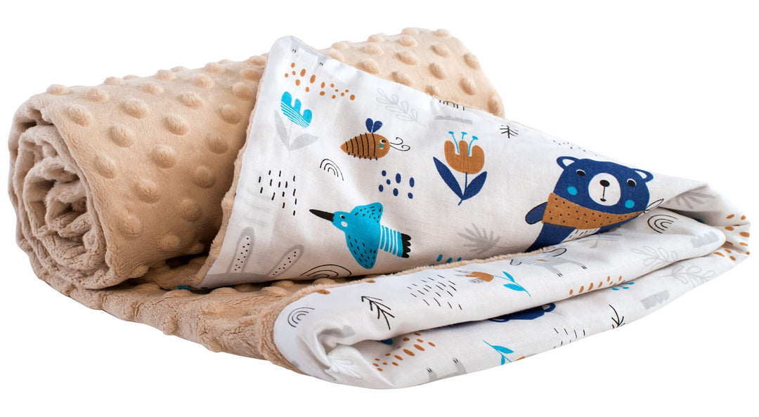 Medi Partners Krabbeldecke 100% Baumwolle 75x100cm doppelseitig multifunktional Minky Kuscheldecke f