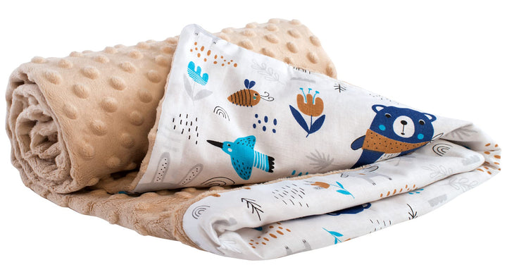 Medi Partners Krabbeldecke 100% Baumwolle 75x100cm doppelseitig multifunktional Minky Kuscheldecke f
