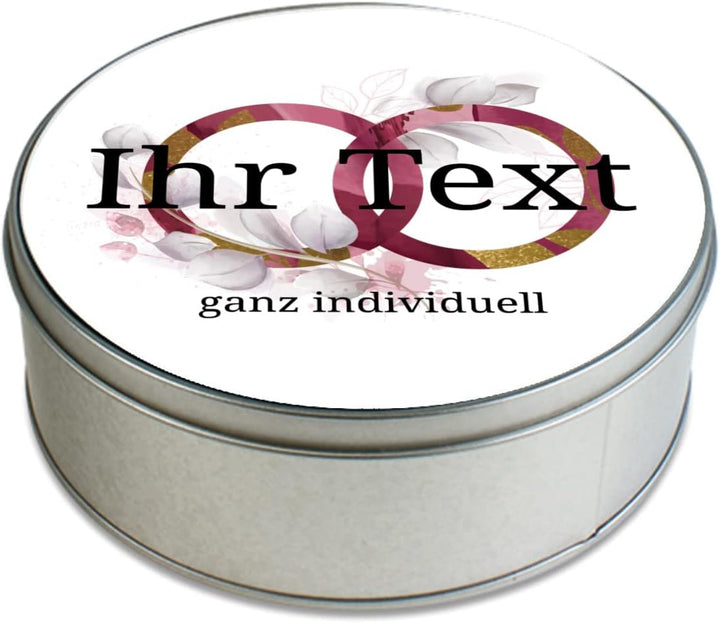 STEMPEL-FABRIK – personalisierbare runde Dose mit Name oder Wunschtext – Aquarell Motiv mit roten Ri
