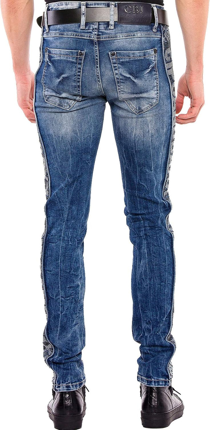 Cipo &amp; Baxx Herren Jeanshose | Verschiedene Fits | Destroyed &amp; Used Look mit Nieten, Kunstleder &amp; Pr