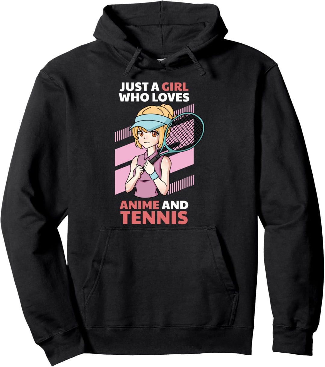 Just A Girl Who Loves Anime and Tennis, Funny Japanese Pullover Hoodie