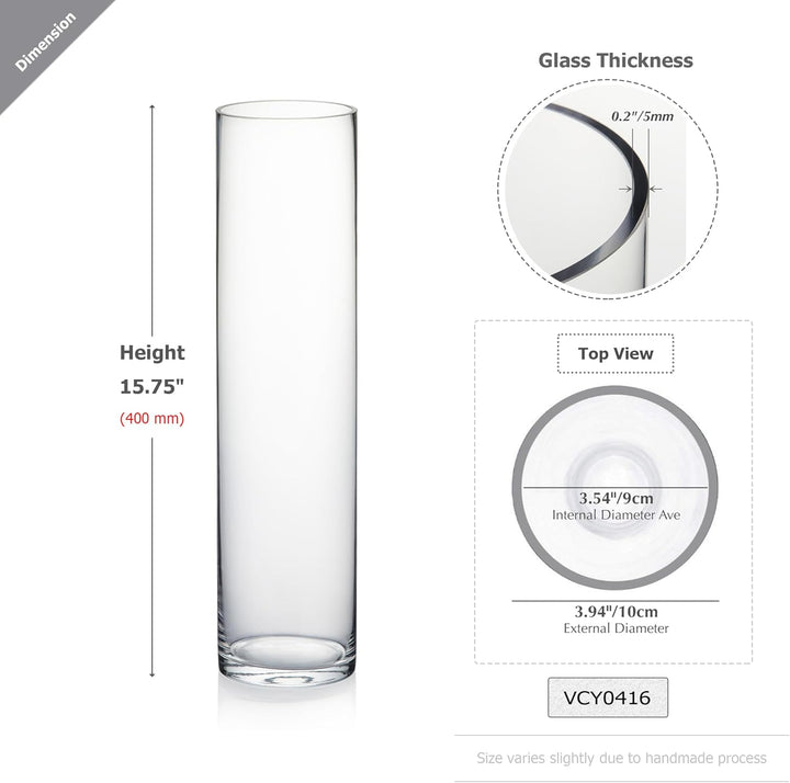 WGV Glasvase, Zylinderform, transparent, 10,2 x 40,6 cm