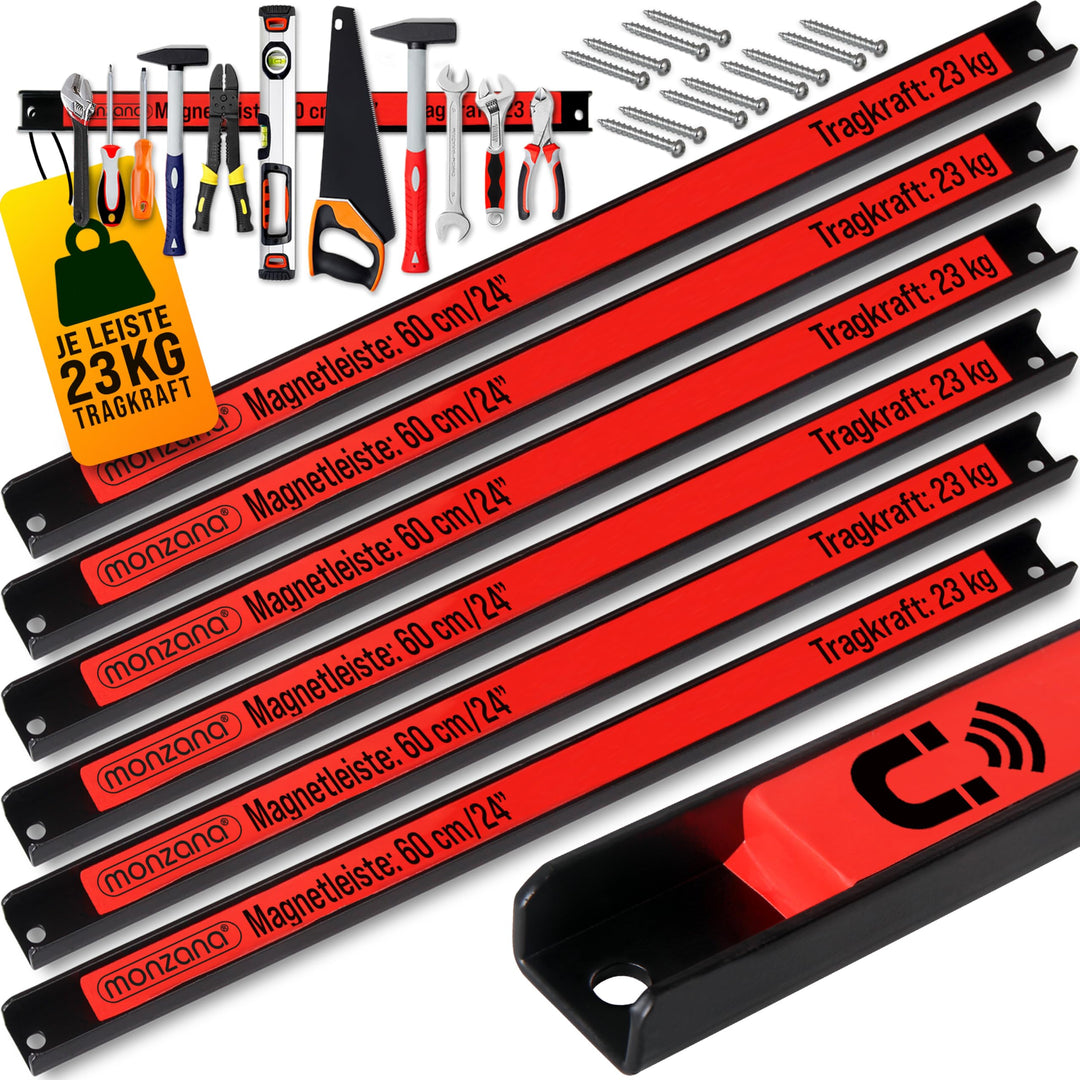DEUBA® 6x Magnetleiste 60cm 23kg Tragkraft Magnetisch Werkzeugleiste Werkzeughalter Werkzeugwand Wer
