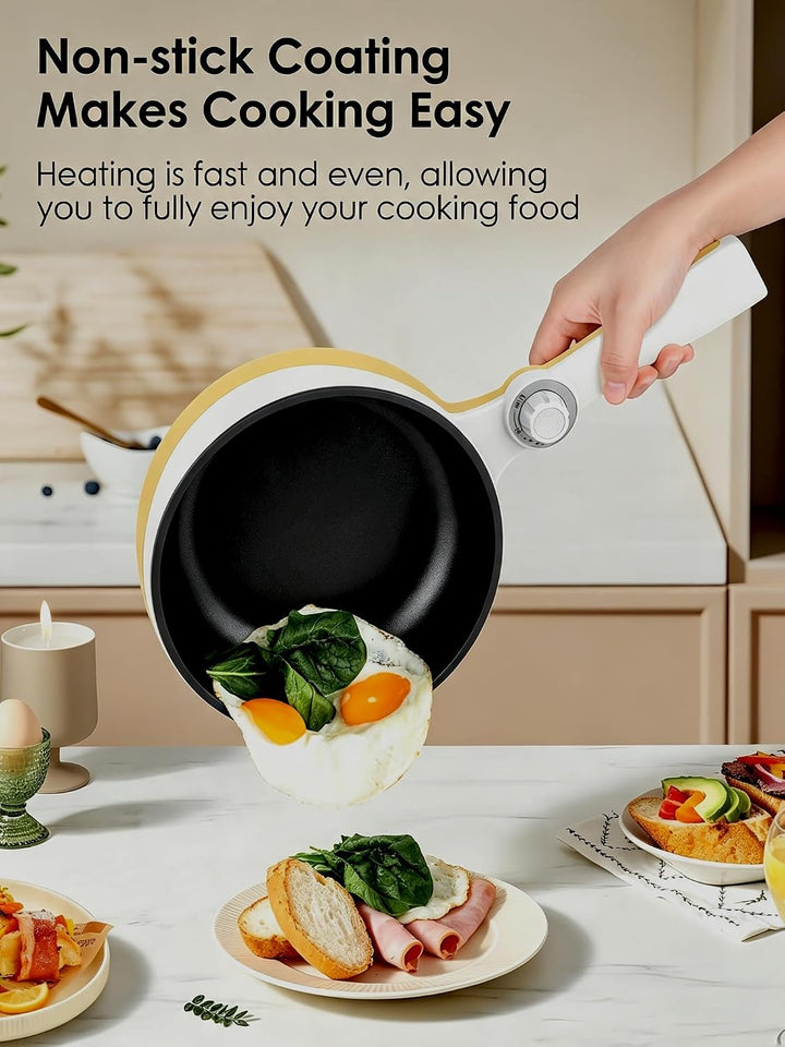 Audecook Elektrische Hot Pot, 1.7 L/20cm Tragbare Elektrischer Bratpfanne Hotpot Topf Antihaft Mini