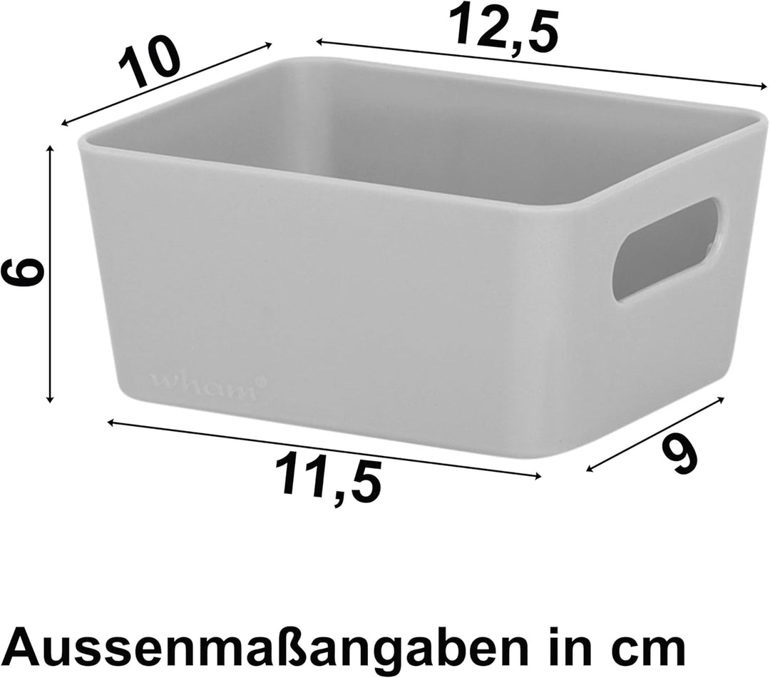 12x Ordnungsboxen - 6cm hoch - GRAU - 12,5x10x6cm - 1 Liter - Ordnungskorb - Schubladenorganizer Sch