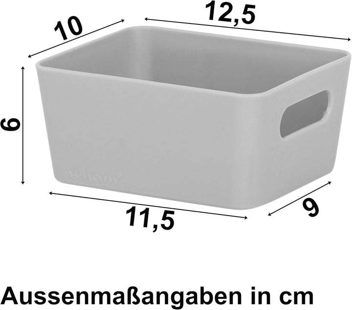 12x Ordnungsboxen - 6cm hoch - GRAU - 12,5x10x6cm - 1 Liter - Ordnungskorb - Schubladenorganizer Sch