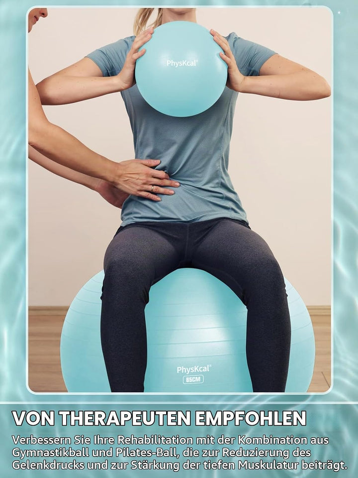 Gymnastikball und 23 cm Pilatesball Set, Anti Burst Gymnastikball, Anti-Rutsch-Sitzball, Balanceball