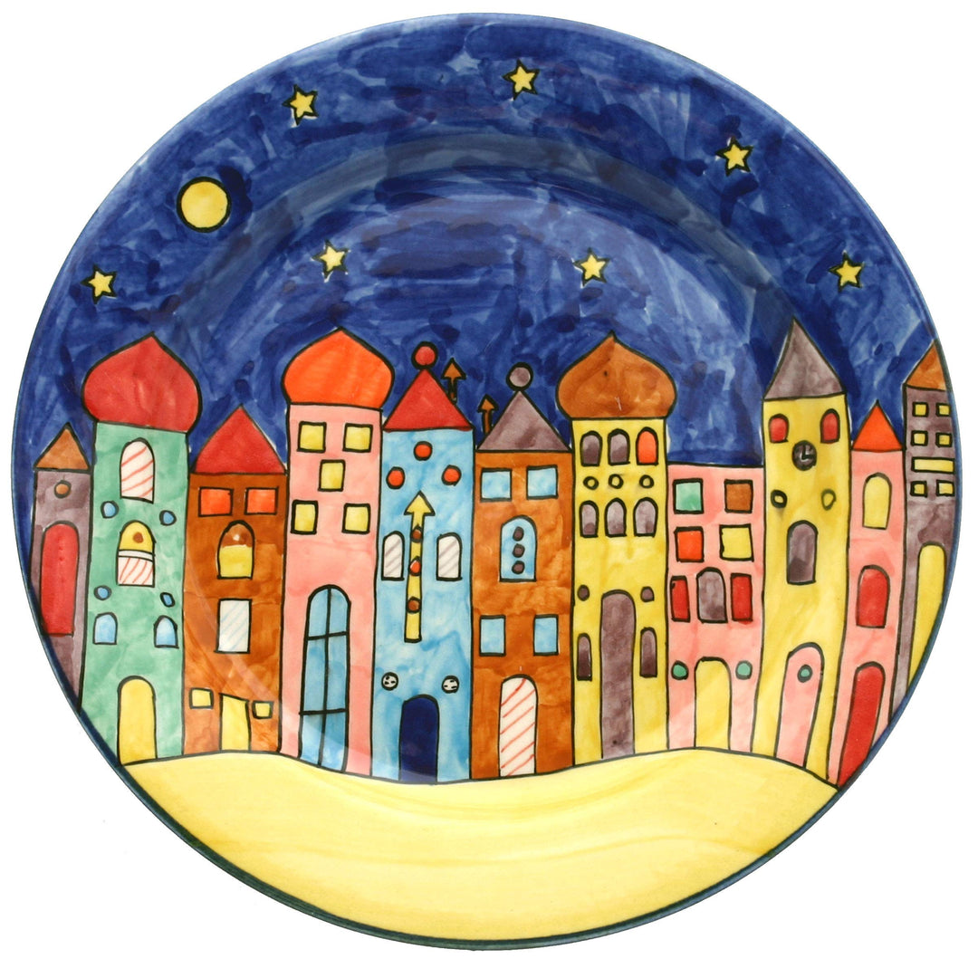 Gall&Zick Speiseteller Teller bunt bemalt Deko Geschirr Handbemalt Village Design (25cm) set/2, 25cm