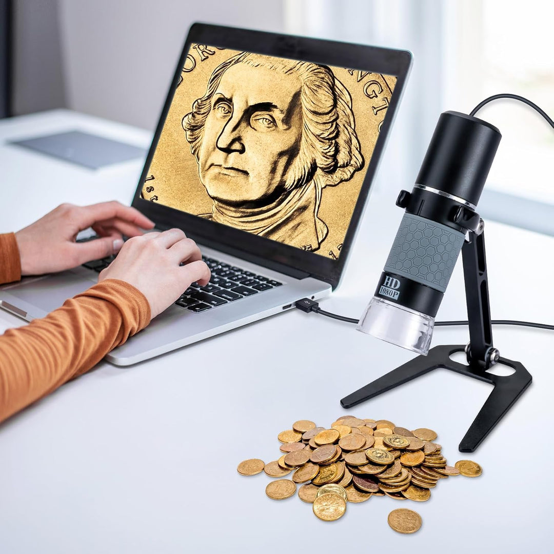 1080P USB-Mikroskop mit Metallständer, 50X-1000X Handheld Digital Mikroskop Kamera Kompatibel mit iP