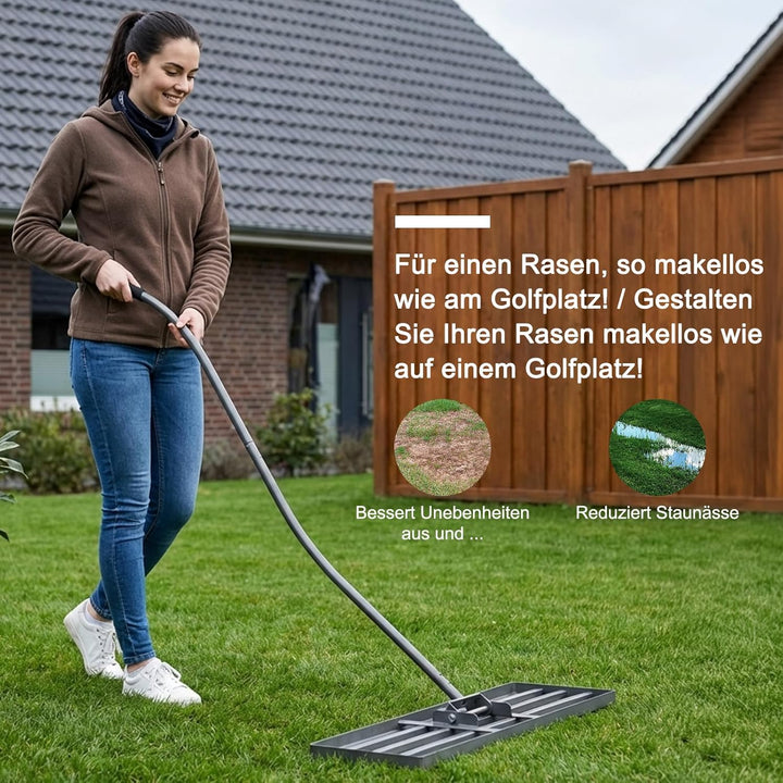 Lawn Levelling Rake Ergonomic with Click System 80 x 30 x 197cm, Rasenrechen Garden Grass Squeegee S