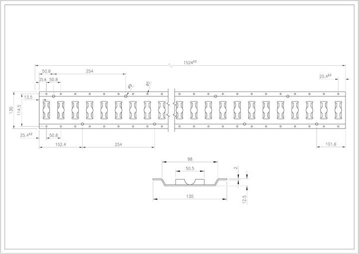 Ankerschiene Kombi Zurrschiene 1,5 Meter (1542mm) mit Schlitz LKW, Anhänger, PKW 1x 1,5m (1542mm), 1