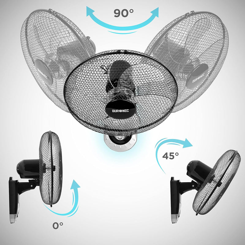 Duronic FN55 Wandventilator 60W - Durchmesser: 40 cm – Timer und Fernbedienung – 3 Geschwindigkeiten