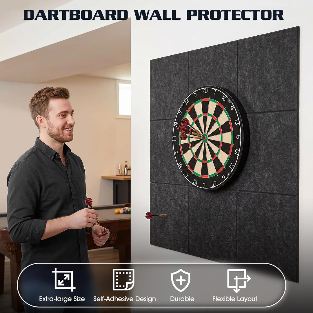 Dartscheibe Wandschutz,Dartmatte, 35,43 Zoll × 35,43 Zoll × 0,5 Zoll | 0,5 Zoll dick, selbstklebend,