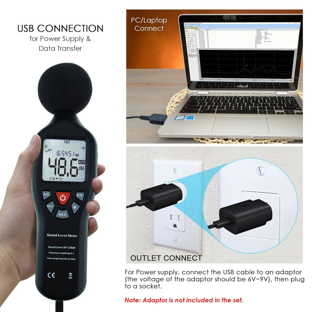Instrument Kompakt Fachmann Digital Klang Niveau Meter Dezibel mit Hintergrundbeleuchtetes Anzeige H