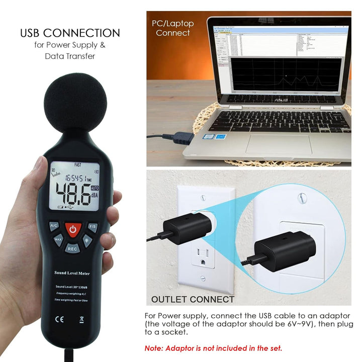 Instrument Kompakt Fachmann Digital Klang Niveau Meter Dezibel mit Hintergrundbeleuchtetes Anzeige H