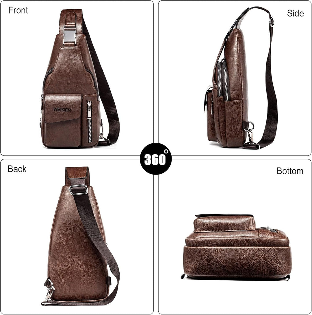 FANDARE Retro Brusttasche Ultraleicht Sling Bag Geschäft Umhängetasche für Herren Schultertasche Out