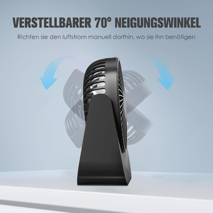 TRILINK USB Ventilator – Kleiner Tischventilator mit 5 Stufen, neigbar, leise & USB-betrieben – Trag