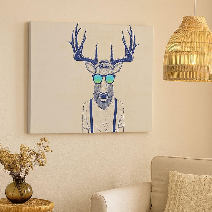 Bilder auf Leinwand Hirsch Abstraktion Leinwandbild mit Rahmen 70x50cm Wandbilder Dekoration Wohnzim